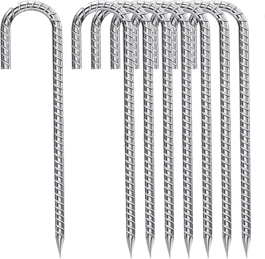 J-Hook-Rebar-Stakes-12 Inch, Ground Stakes Heavy Duty Rebar Stakes for Camping 8pcs Rebar Stakes