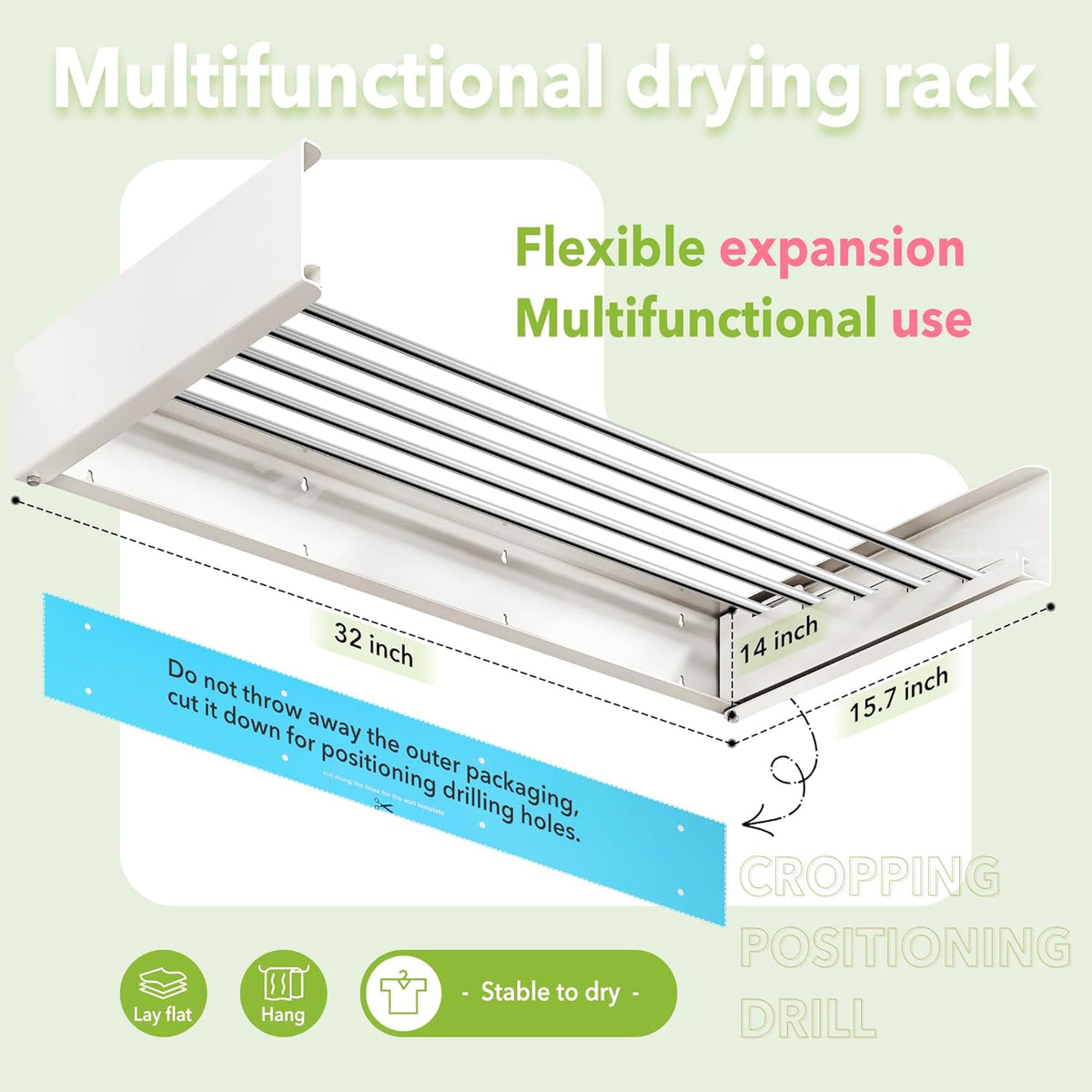 Wall Mounted Clothes Drying Rack 32 inches,Foldbale Laundry Drying Rack Wall Mount,Drying Rack