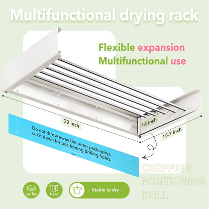 Wall Mounted Clothes Drying Rack 32 inches,Foldbale Laundry Drying Rack Wall Mount,Drying Rack