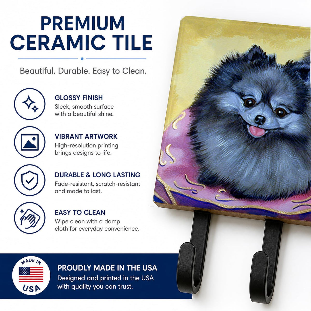 Caroline's Treasures 7503TH68 Pomeranian Leash or Key Holder, Wall Hooks, Key Hooks Holder, Coat