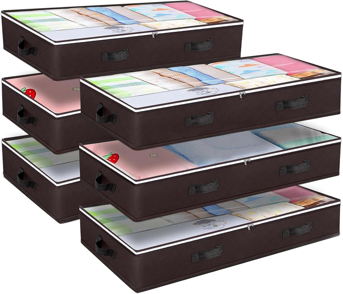 Budding Joy 6 Pack 90L Under bed Storage Containers Organizer Large Capacity Underbed Clothes