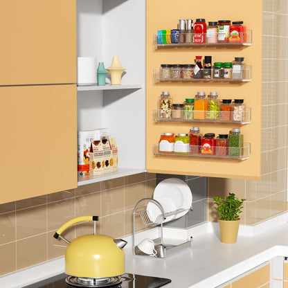 NIUBEE Wall Mounted Spice Rack Organizer,Clear Acrylic Spice Shelf Storage Holder,Hanging Seasoning