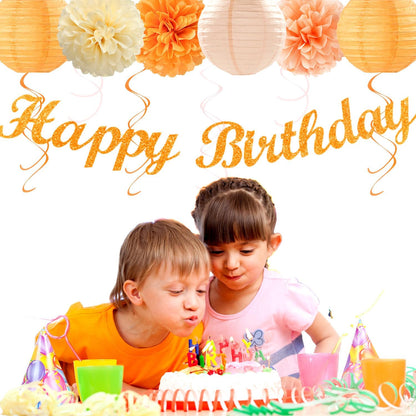 Orange-Beige Fal Boho Birthday Party-Decorations - 21pcs Autumn One Two Sweet Peach Happy