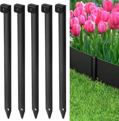 Landscape Edging Metal Stakes - 20 Pcs, 10 Inch Garden Landscape Stakes, High Carbon Steel