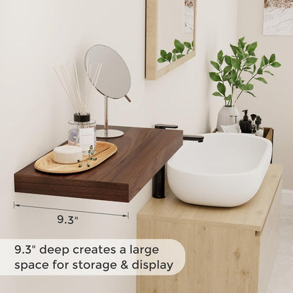 Fun Memories 16 Floating Shelves for Wall, 9 Inch Deep Floating Shelf for Bathroom, Rustic 16 x 9