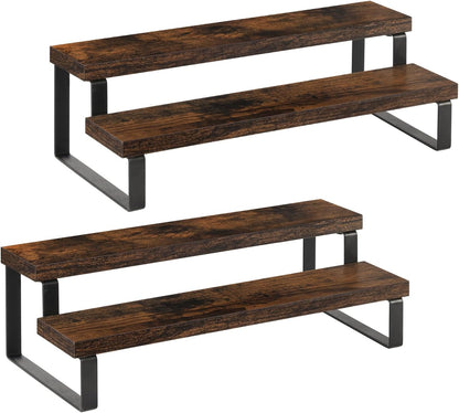 YINMIT Wooden Display Riser Stand, Tiered Perfume and Cologne Organizer Stand, 2 Tier Spice Rack