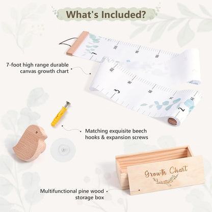 Growth Chart for Wall 7 Ft Height Chart with Keepsake Box & Hook Waterproof Canvas Measure Wall