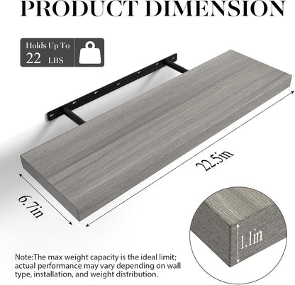 BAYKA Floating Shelves for Wall, 22.5 inches Wall Mounted Rustic Wood Shelves for Bathroom