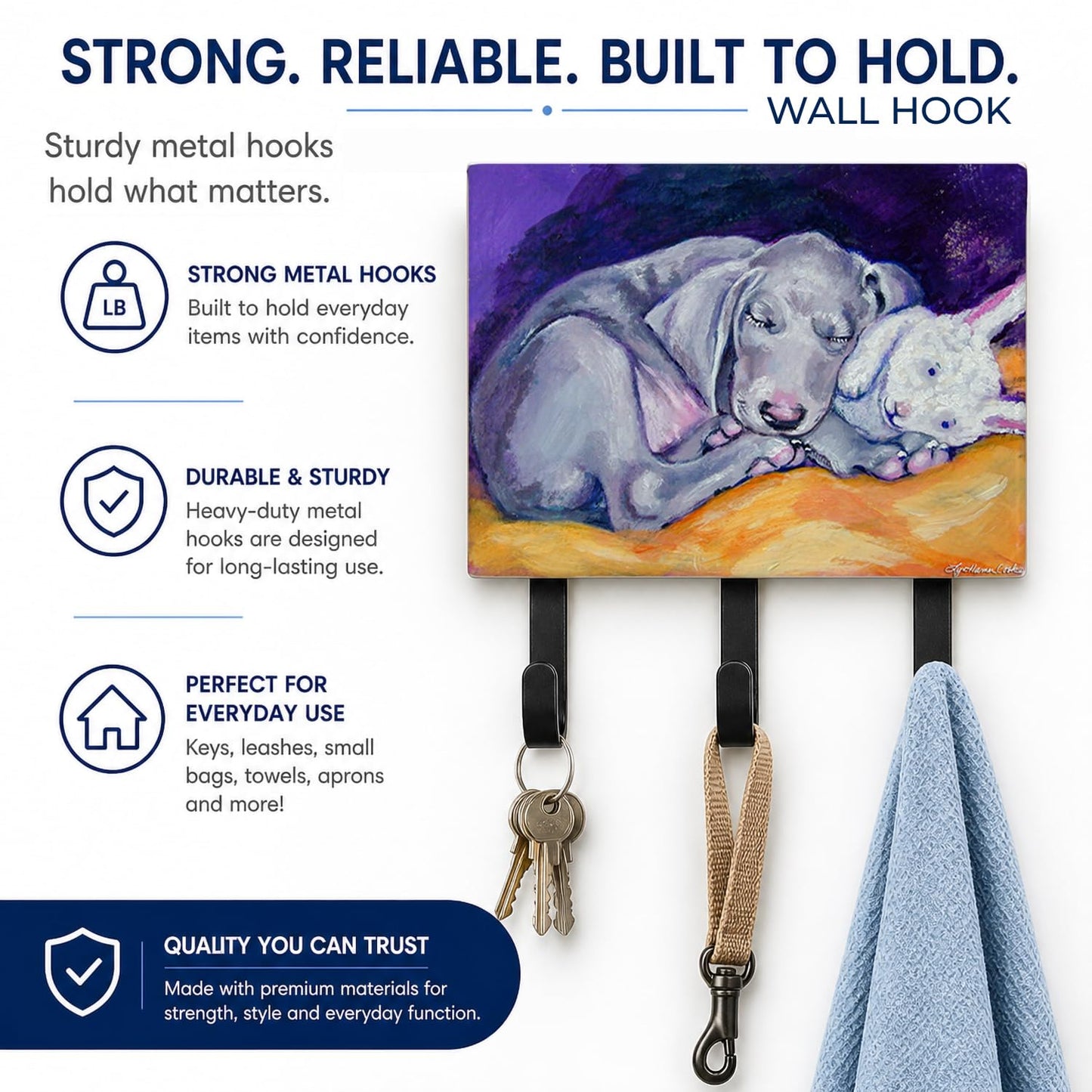 Caroline's Treasures 7354TH68 Weimaraner Snuggle Bunny Leash or Key Holder, Wall Hooks, Key Hooks