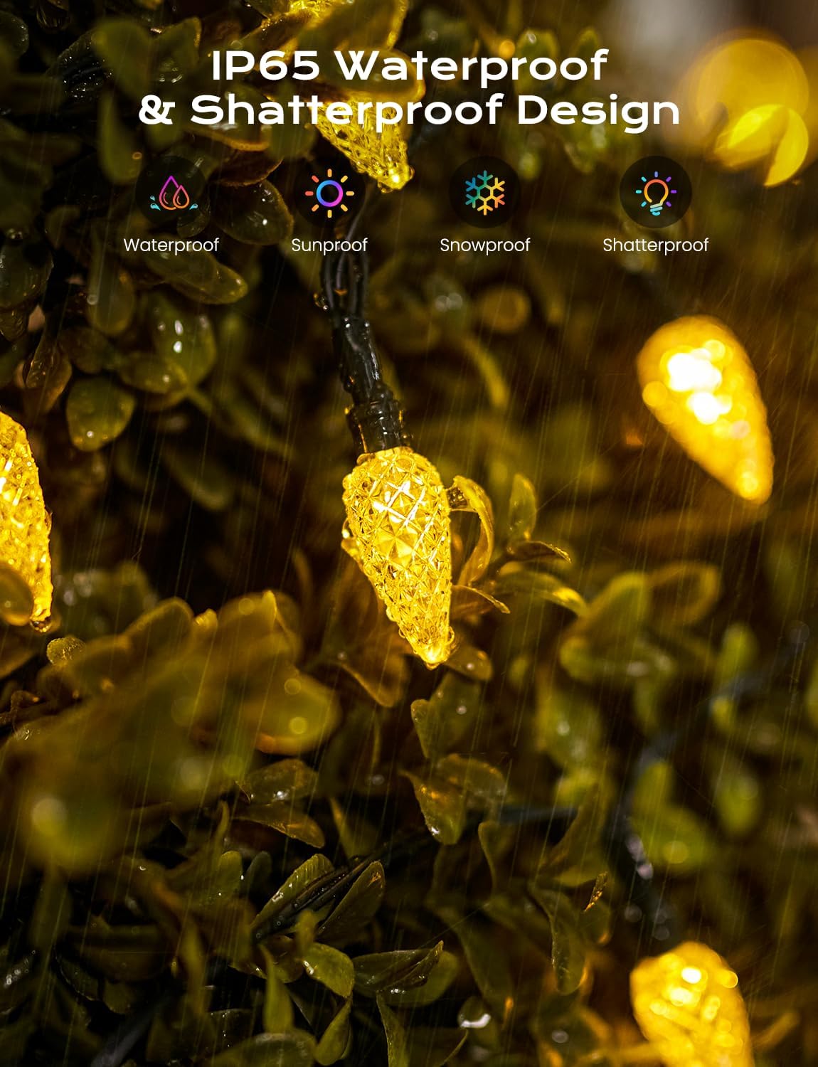 Brightown Solar Operated C6 Strawberry String Lights, 22.64ft 50 LEDs Warm White LED Christmas