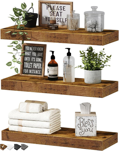 QEEIG Floating Shelves for Wall Bathroom Shelf Bedroom Kitchen Living Room Hanging Book Shelves