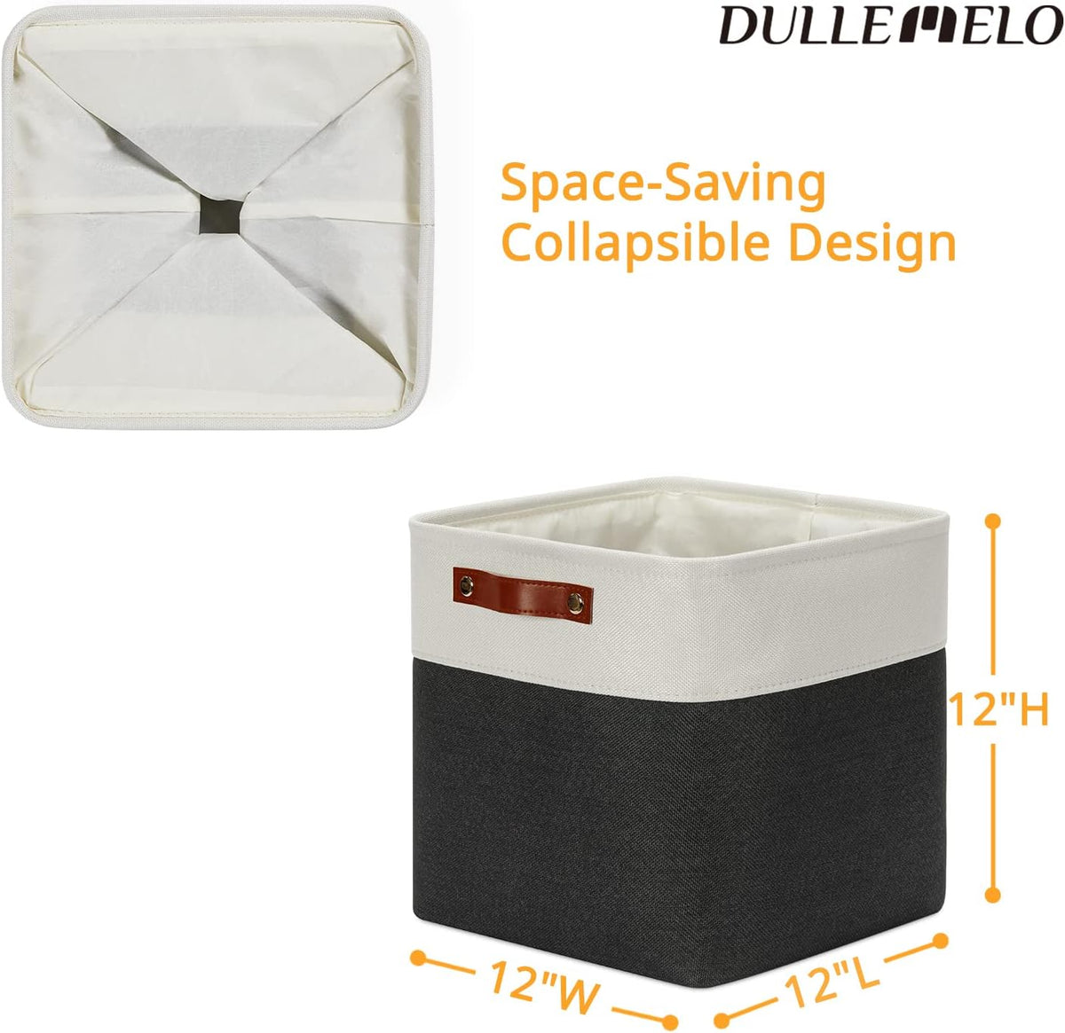 DULLEMELO Set Of 4 Cube Storage Bins, Fabric Storage Basket for Shelves Closet Nursery Toy Storage