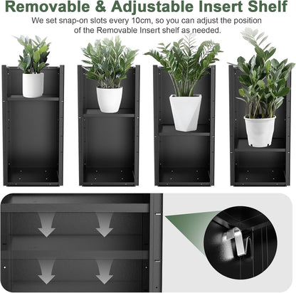 Tall Metal Cube Planter for Outdoor Plants 15" L x 15" W x 30" H, Heavy Duty Steel Planter Box with