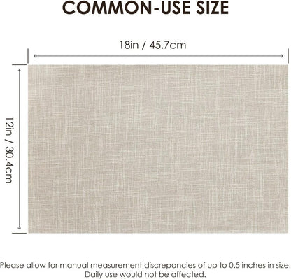 Placemats Set of 6, Bilayer Thickened Linen Place Mats Heat Resistant Machine Washable Wrinkle Free