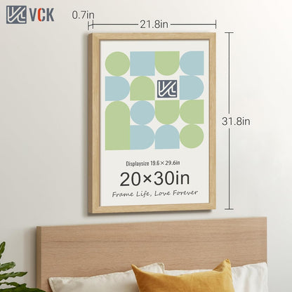 VCK 20x30 Oak Wood Frame for Poster & Picture, Natural Solid Wood Photo Frames 3 Pack, Wall