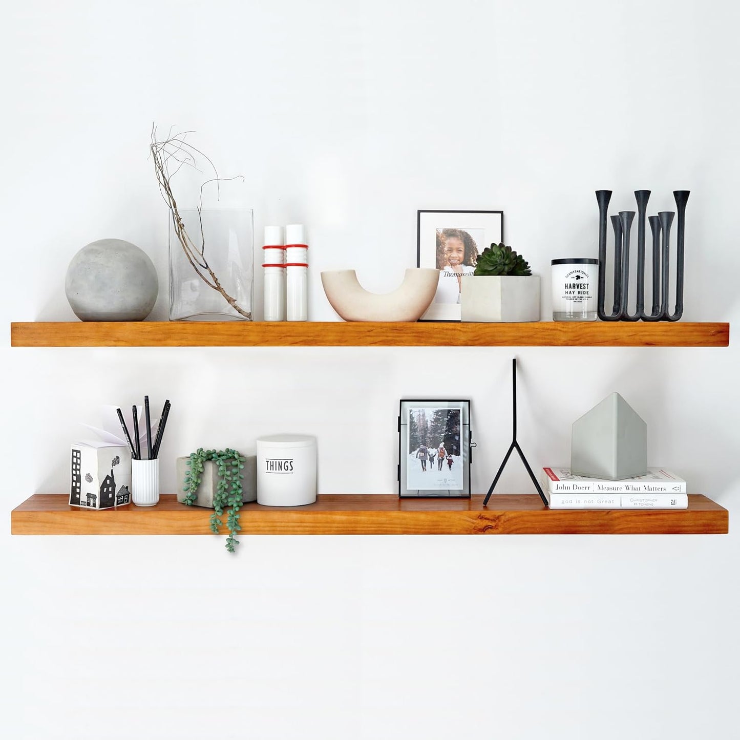 Homeforia 48 inch Oak Floating Shelf, High End Solid Real Wood 48inch Floating Shelves for Wall