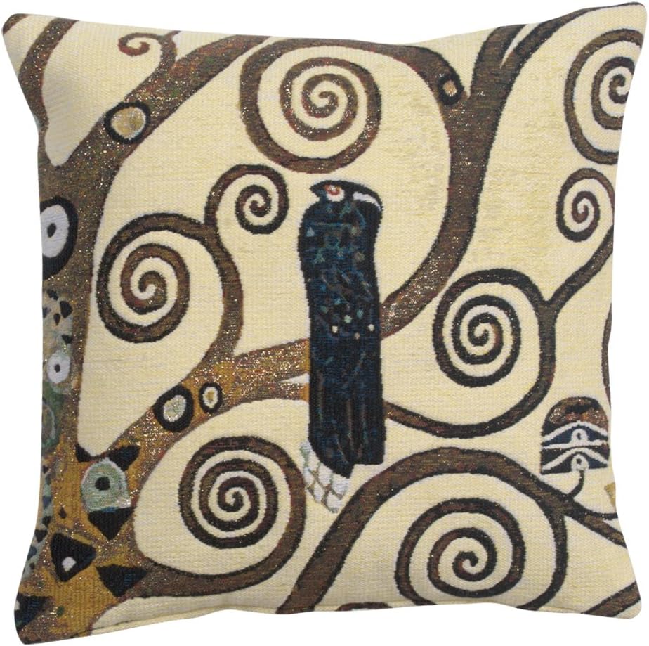 C Charlotte Home Furnishings Inc Lebensbaum Bird Belgian Cushion Cover | Pure Cotton Decorative