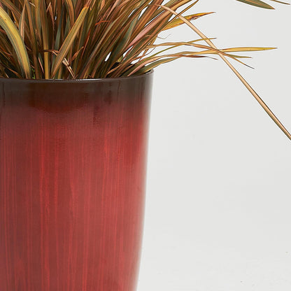 Worth Garden 20" H. Plastic Planters - Set of 2 Gradient Red Glossy Smooth Finish - Tall Plant Pots