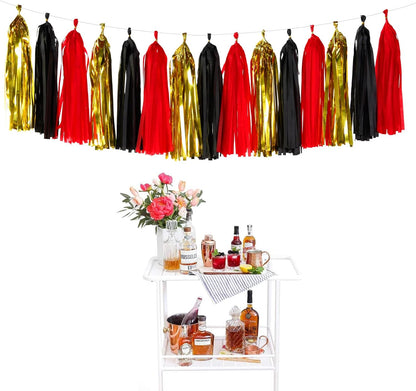 Black-Red Gold Party-Decorations Tassel Garland - 15pcs Graduation Tassels Banner Birthday Casino
