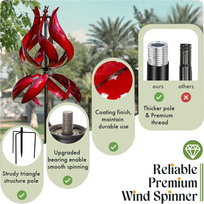 Large Garden Wind Spinner - Tulip Outdoor Yard Wind Sculptures & Spinners, Garden Decor Gift Ideas