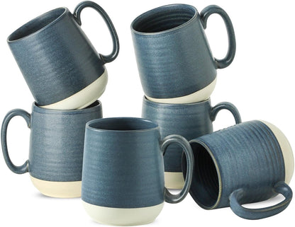 Hasense Coffee Cups, 15 oz Coffee Mugs Ceramic with Handles Set of 6, Tea Cup for Home and Office