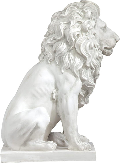 Design Toscano Lion of Florence Sentinel Indoor/Outdoor Animal Statue, 28 Inch Tall, Cast Stone