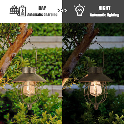 YAKii 2 Pack Solar Lantern Hanging Waterproof Outdoor Metal Solar Lamp with Warm White Light