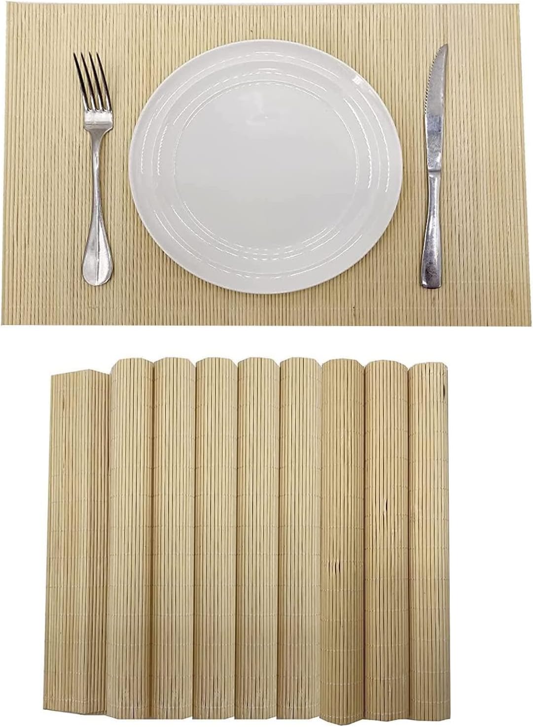 ANDSTAR Bamboo Placemats Set of 8 Waterproof - 12x18 Inch Reusable Table Mats for Dining