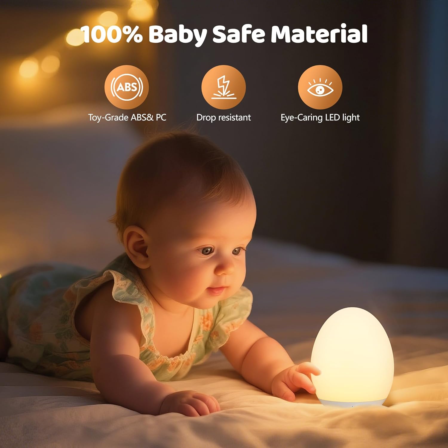 MediAcous Night Light for Kids Baby, Egg Light for Nursery, 7 Colors Changing & Stepless Dimming