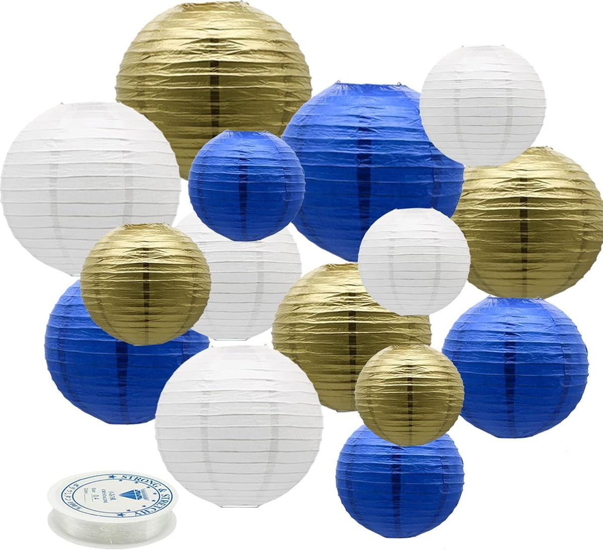 Paper Lanterns Party Decorations Navy Blue Gold - Hanging Paper Lanterns Indoor Outdoor - Wedding