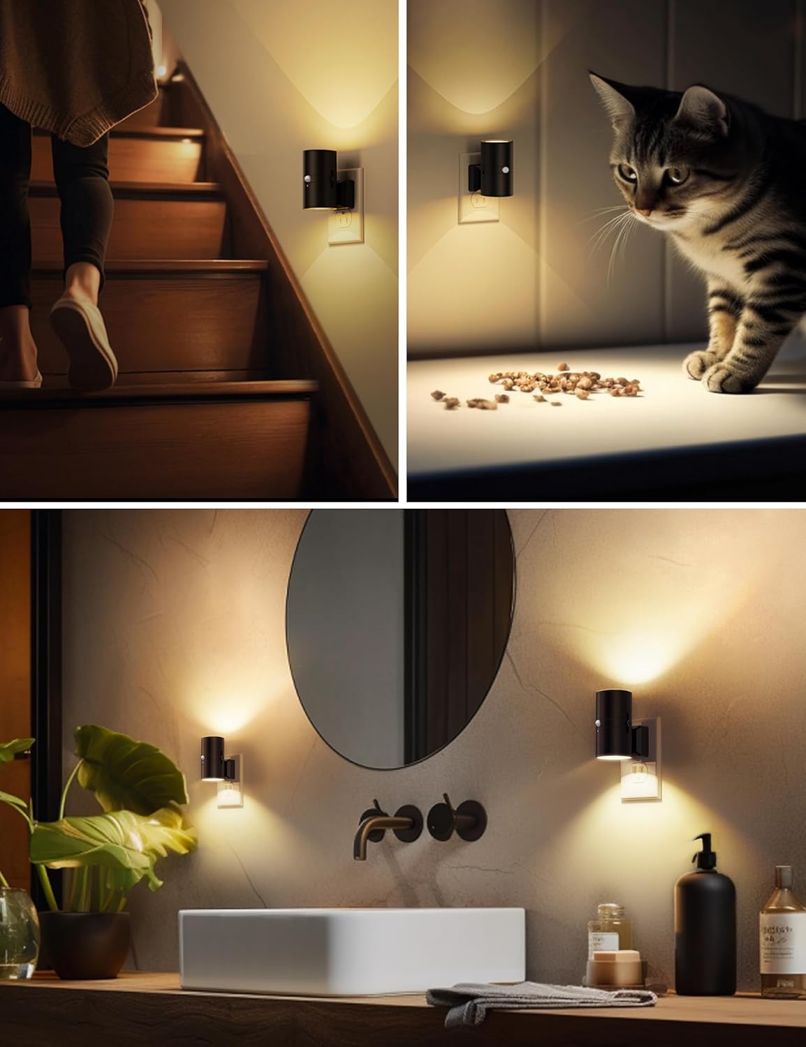 L LOHAS LED Motion Sensor Night Light Plug in, 2 Pack, Motion Activated Night Light, 0-100LM