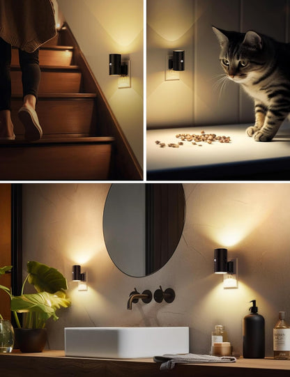 L LOHAS LED Motion Sensor Night Light Plug in, 2 Pack, Motion Activated Night Light, 0-100LM