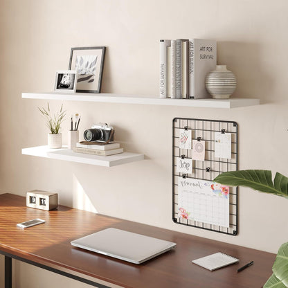Wall Shelf Set of 2, White Floating Shelves 36 in W x 10 in D x 1 in H, Wooden Floating Wall Shelf