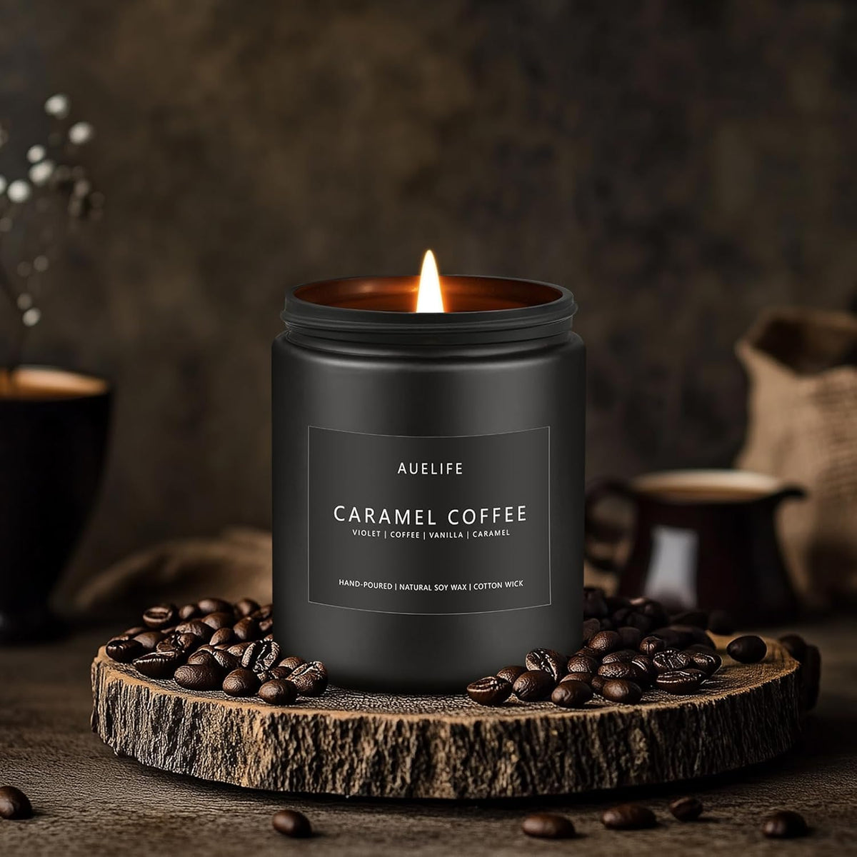 Caramel Coffee Candle | Men Scented Candles for Home, Candles Gifts for Women Men - Soy Candle for