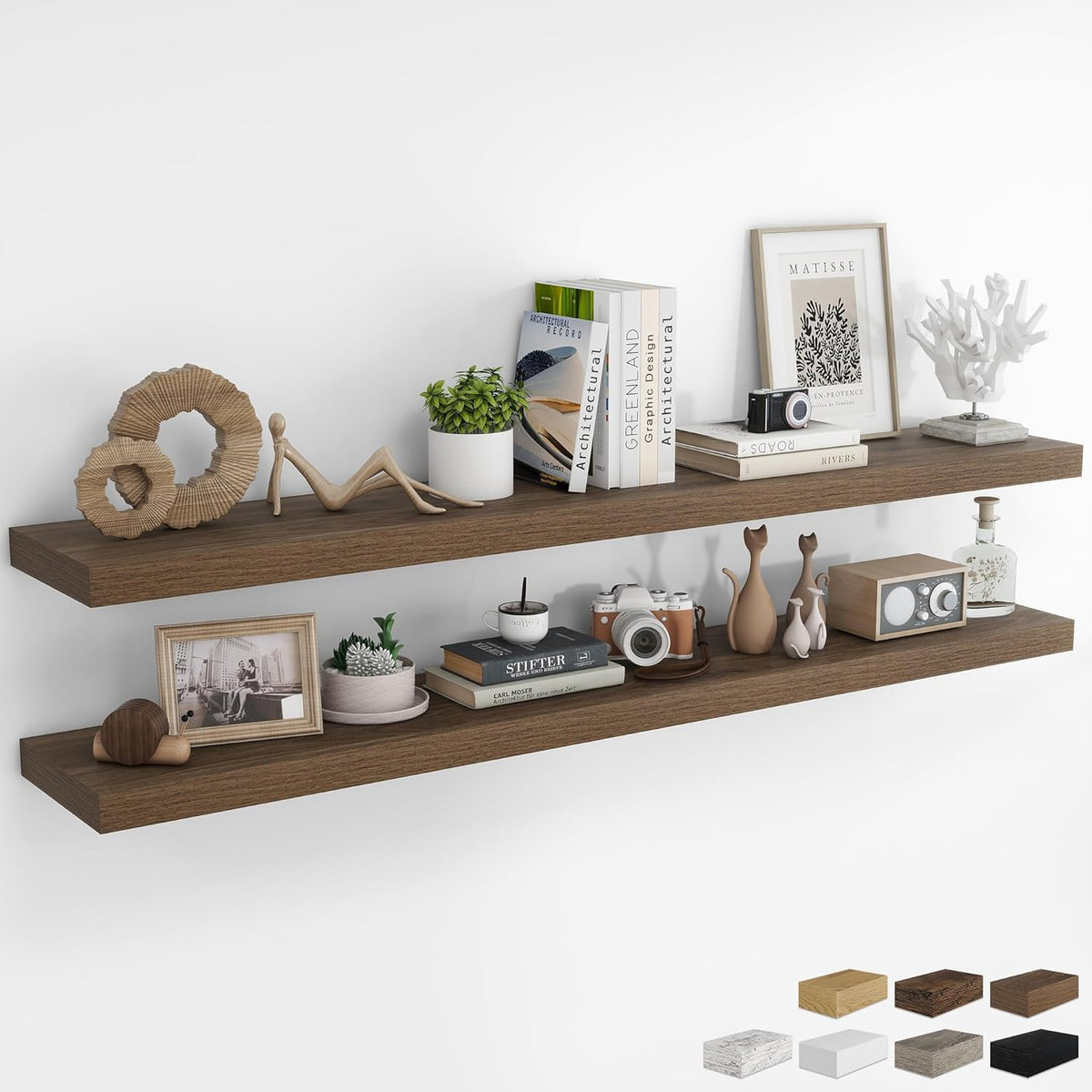 RICHFOCUS 72Inch Floating Shelves for Wall 2 Pack Shelves for Bedroom|Kitchen|Bathroom Wall Mounted