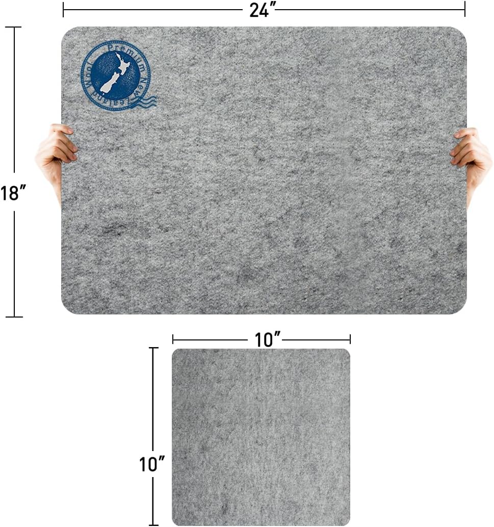 ZOMONETI 24" x 18" + 10" x 10" Wool Pressing Mat 100% New Zealand Felted Wool Ironing Mat Pad