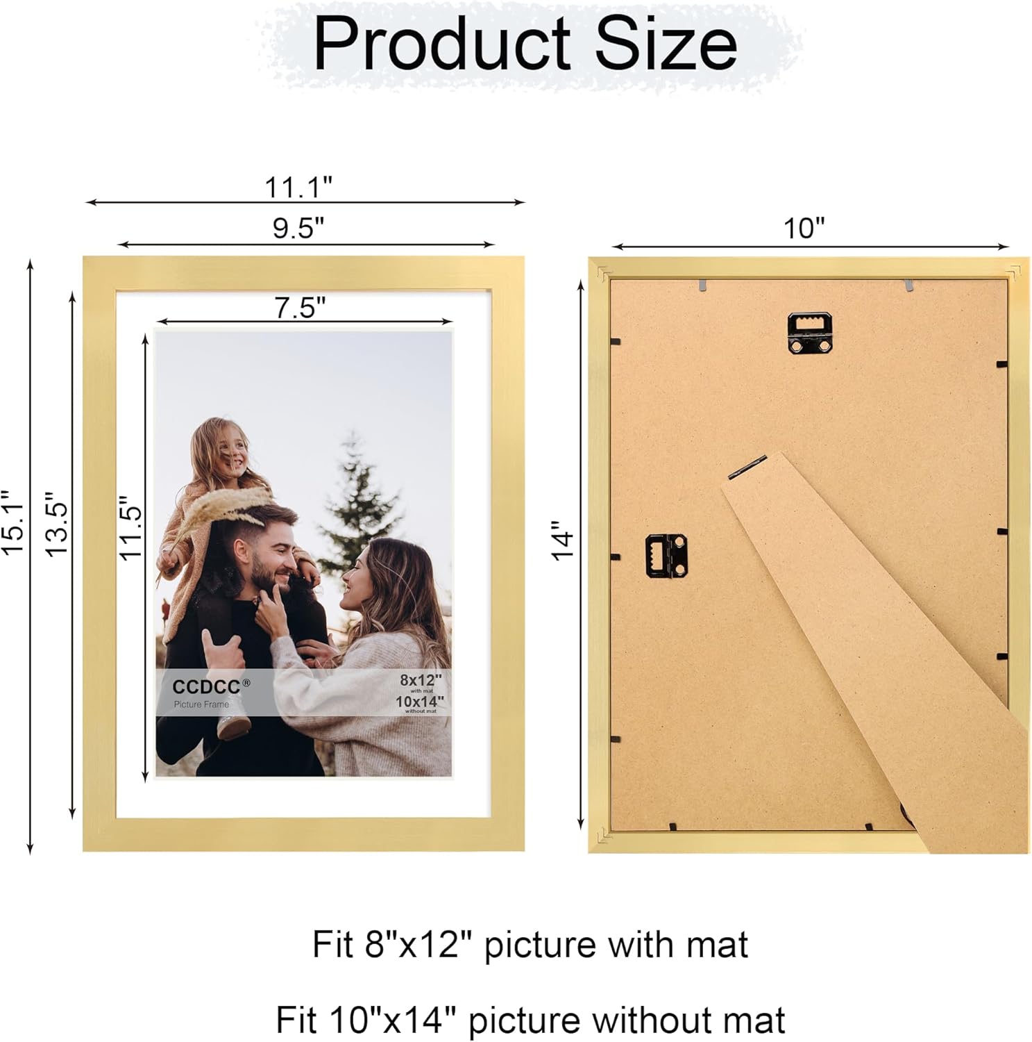 10x14 Picture Frame Set of 4, 10 x 14 Wood Photo Frames with Mat for 8x12 or 30x40cm Diamond