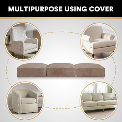 PrinceDeco Velvet Stretch Couch Cushion Cover Soft Cushion Slipcover for Chair Loveseat Sofa