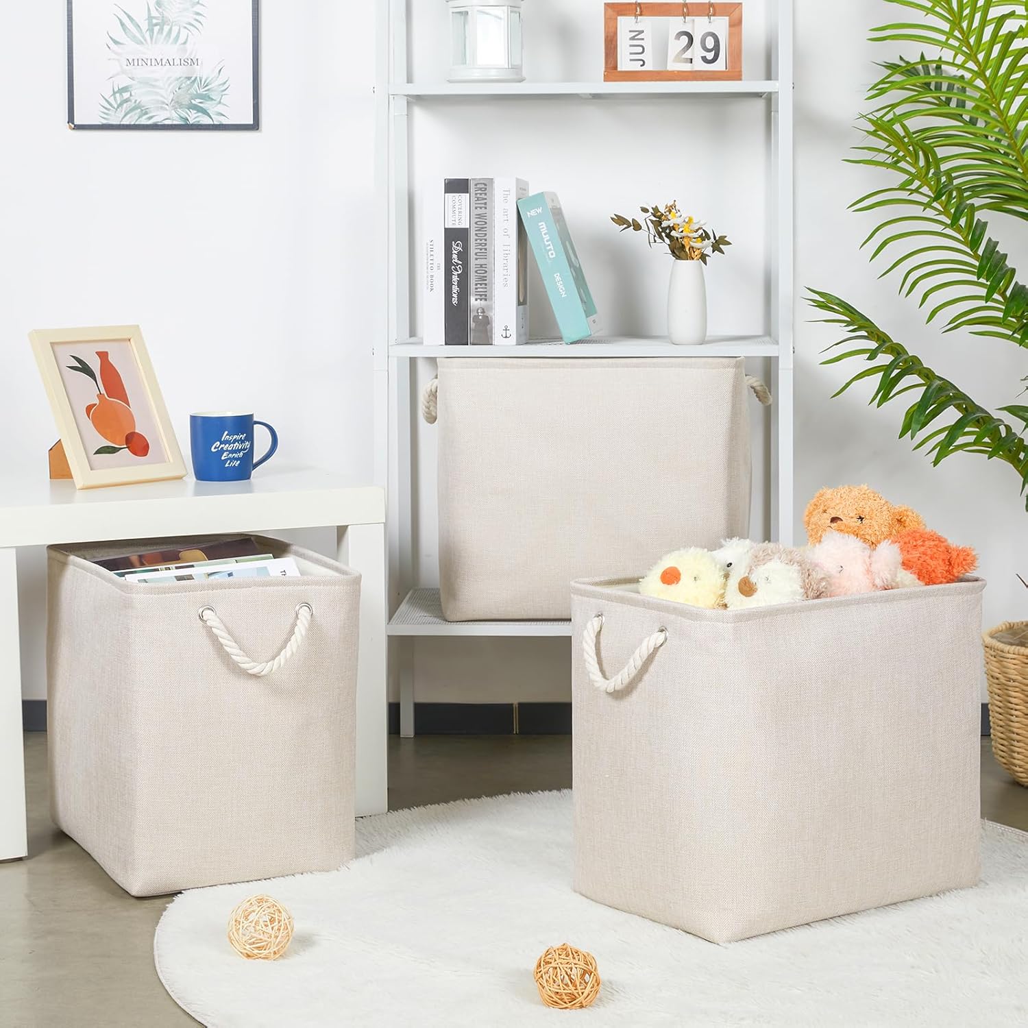 Bidtakay Extra Large Storage Baskets for Organizing Clothes Storage Bins 3 Pack Fabric Storage Bins
