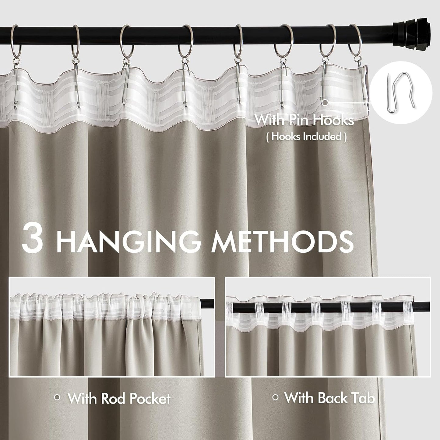 MIULEE Stone Back Tab Blackout Curtains 84 Inch Length 2 Panels Set for Living Room Bedroom