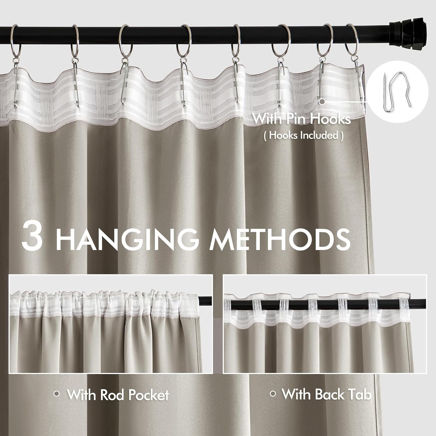 MIULEE Stone Back Tab Blackout Curtains 84 Inch Length 2 Panels Set for Living Room Bedroom
