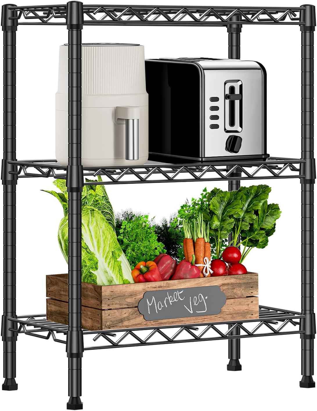 750 lbs 3 Tier Shelf Metal Storage Shelves Wire Rack Closet Organizers with PP Board for Garage