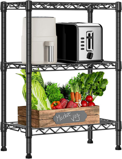 750 lbs 3 Tier Shelf Metal Storage Shelves Wire Rack Closet Organizers with PP Board for Garage