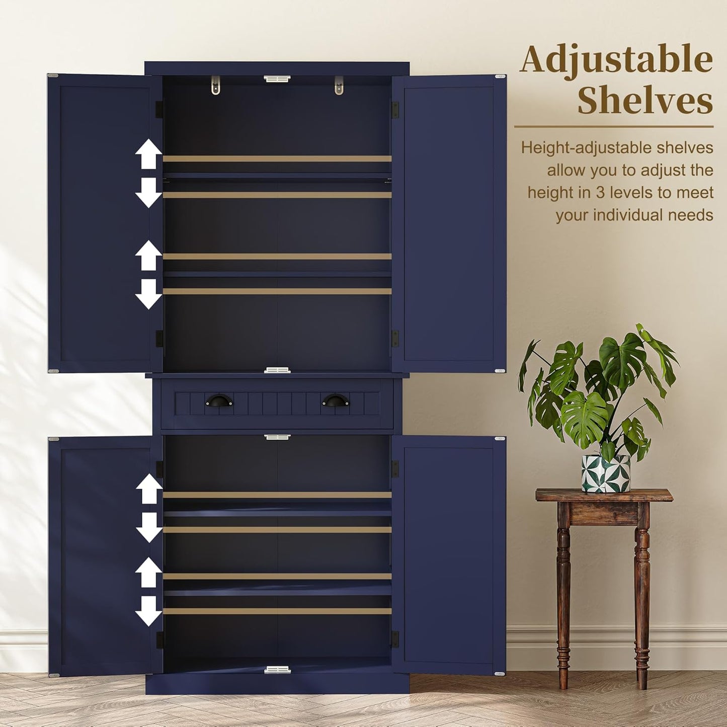 ARTPOWER 72" Tall Kitchen Pantry Storage Cabinet with Drawer and Adjustable Shelves, Pantry Cabinet