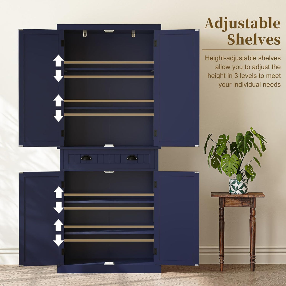 ARTPOWER 72" Tall Kitchen Pantry Storage Cabinet with Drawer and Adjustable Shelves, Pantry Cabinet