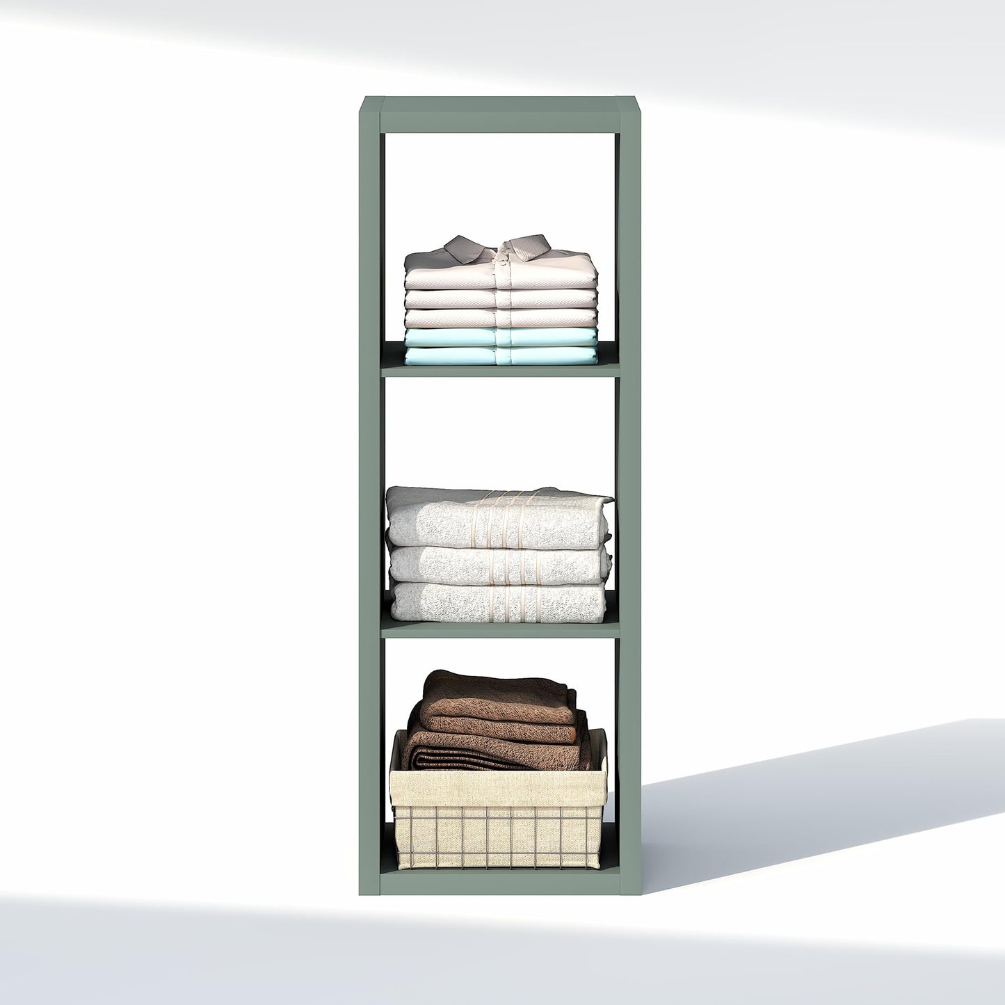 Furinno Cubic Extra Thick 3-Cube Closet Organizers and Storage, Sage Green