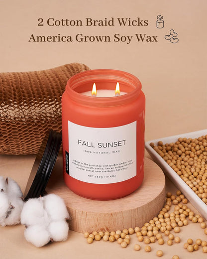 M&SENSE Fall Sunset Amber Scented 19.4oz 110 Hours Long Lasting Slow Burning Candle for