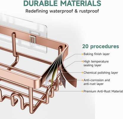 Veken Shower Caddy 6-Pack, No Drilling & Rustproof, Waterproof Adhesive Shelves Rack with Soap