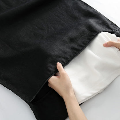 Linen Hanging Laundry Bag, 100% Linen Over The Door Laundry Hamper with Buttons and Zipper, Space
