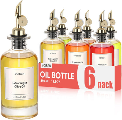 VOISEN Olive Oil Dispenser Bottle for Kitchen, Glass Oil Bottle Set of 6, Coffee Syrup